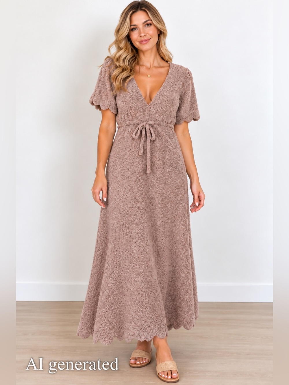Tea N Lace plush bouclé/chenille-looking Medium Dress